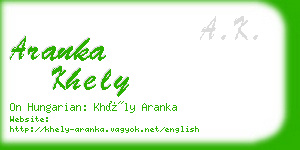 aranka khely business card